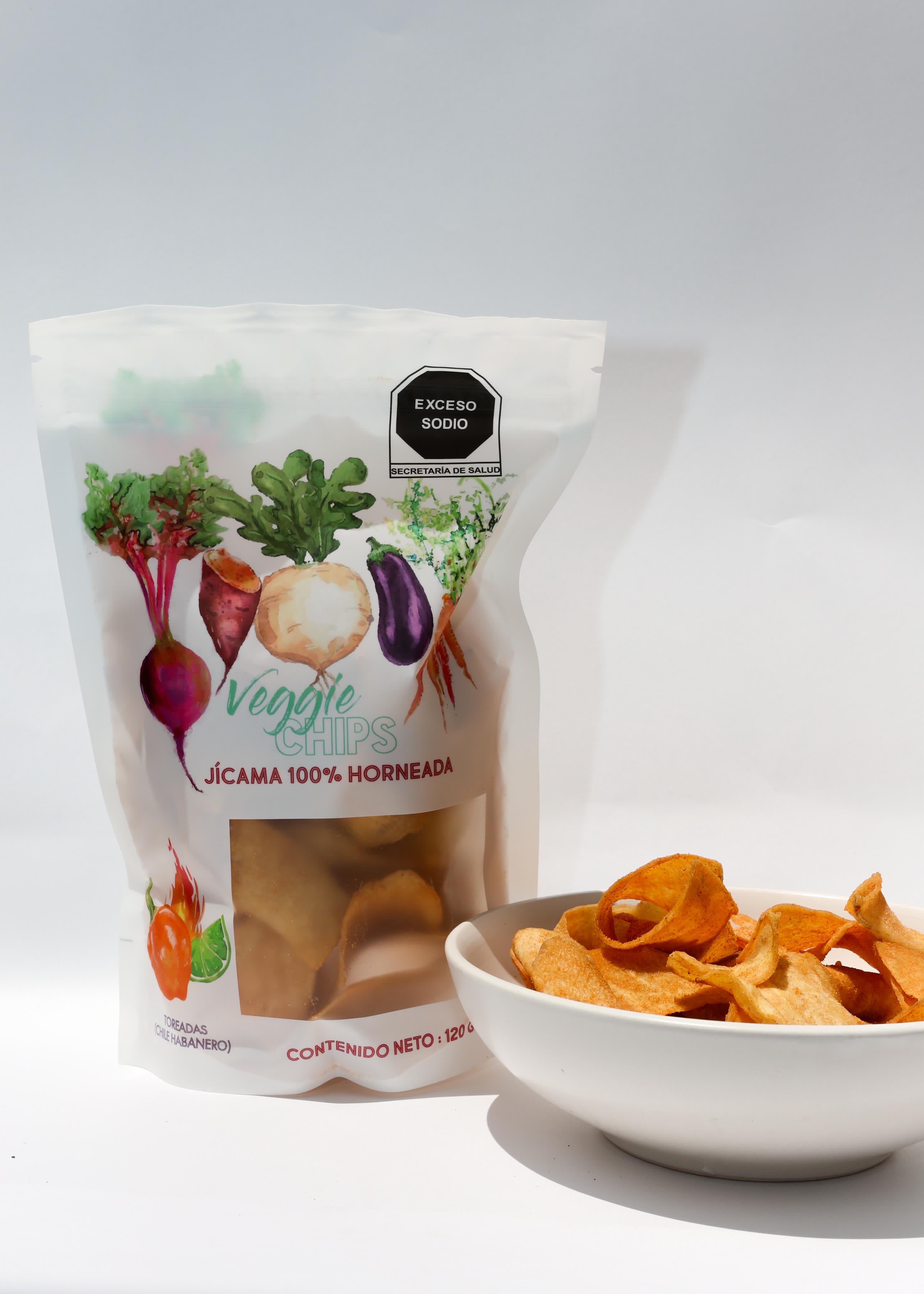 Jicama Veggie Chips: toreadas (chile habanero)